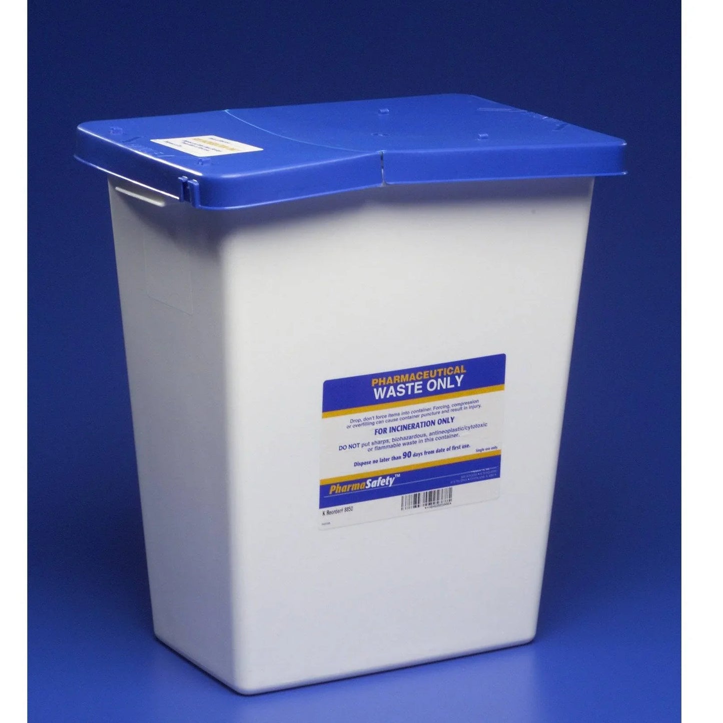 Pharmaceutical Waste Container with Hinged Lid