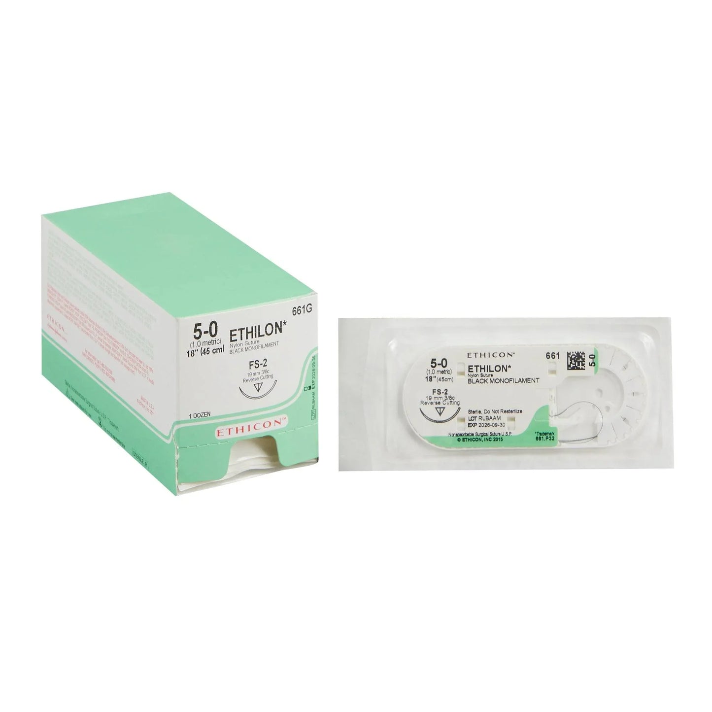 FS2 Ethilon Nylon Suture with Black Monofilament
