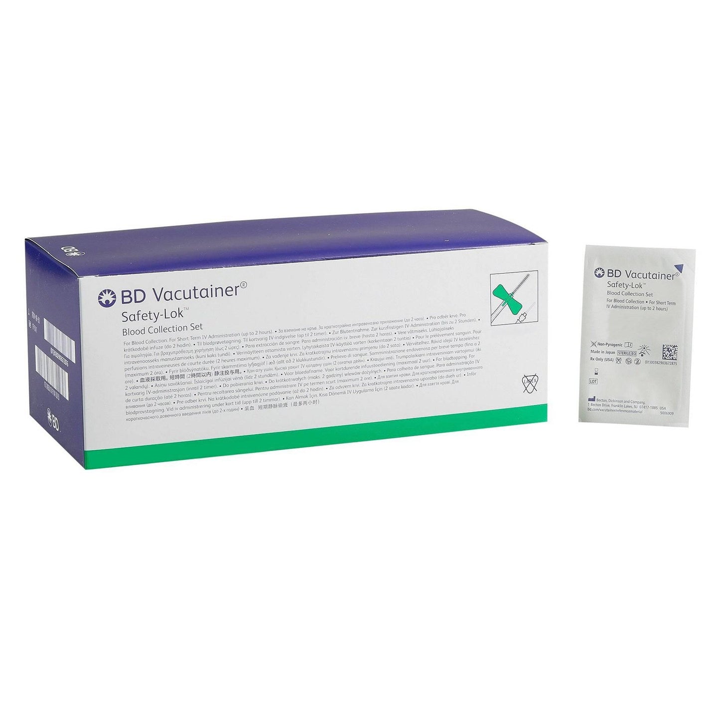 BD Vacutainer Safety-Lok Blood Collection Set - Instant Safety Activation, Luer Adapter