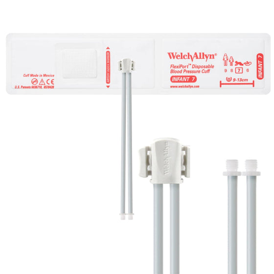 FlexiPort Disposable Pediatric BP Cuffs with 2 Tubes and Connector