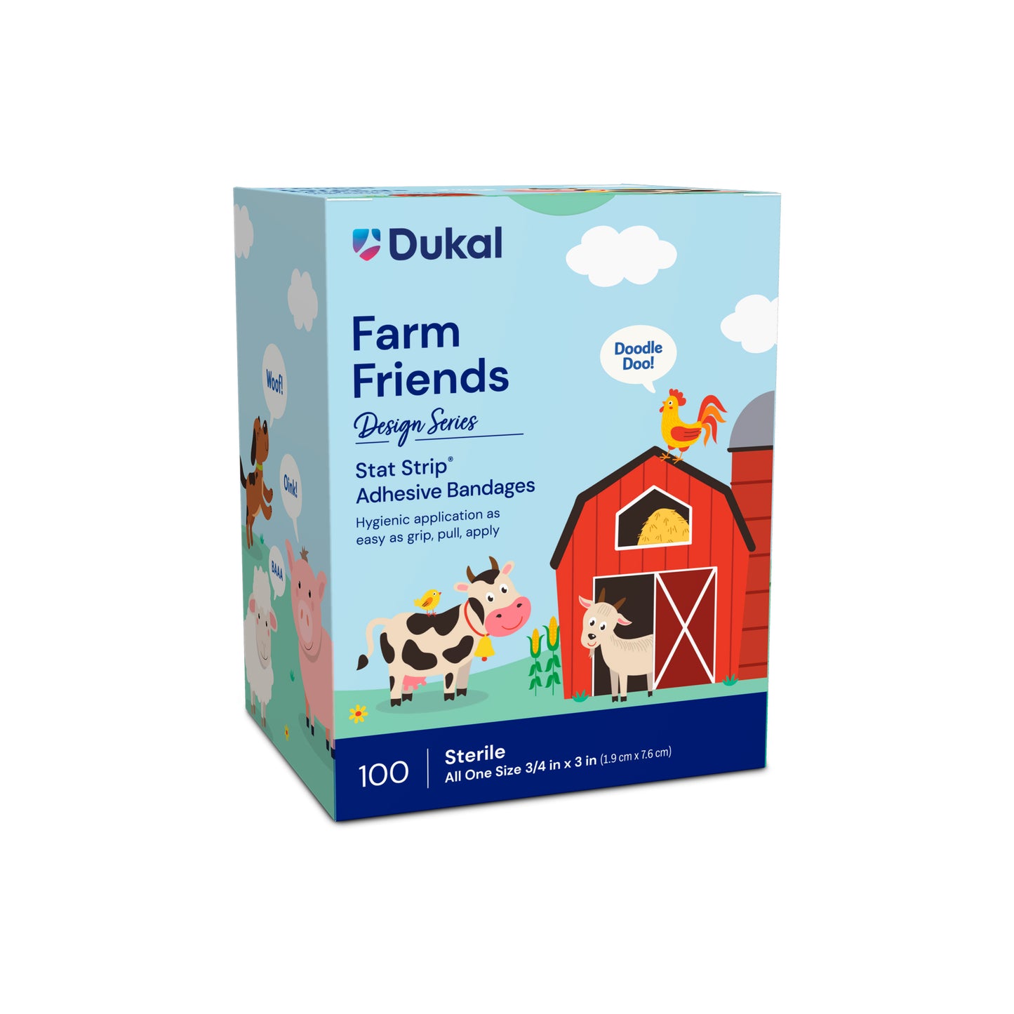 Stat Strip Farm Friends Adhesive Bandages 3/4" x 3"