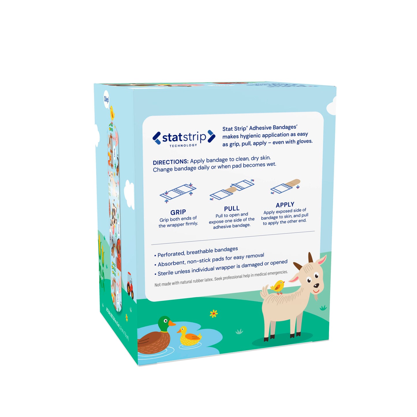 Stat Strip Farm Friends Adhesive Bandages 3/4" x 3"