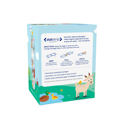 Stat Strip Farm Friends Adhesive Bandages 3/4" x 3"