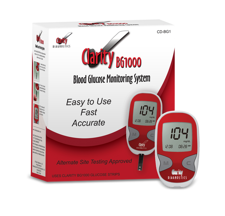 Clarity BG1000 Blood Glucose Monitor System and Testing Strips Bundle