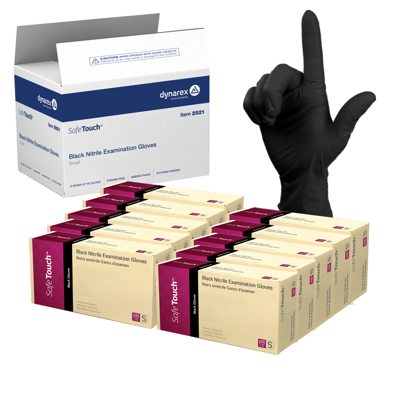 Safe-Touch Black Nitrile Exam Gloves