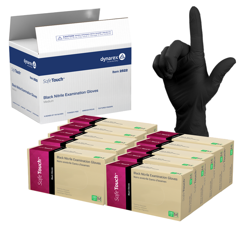 Safe-Touch Black Nitrile Exam Gloves