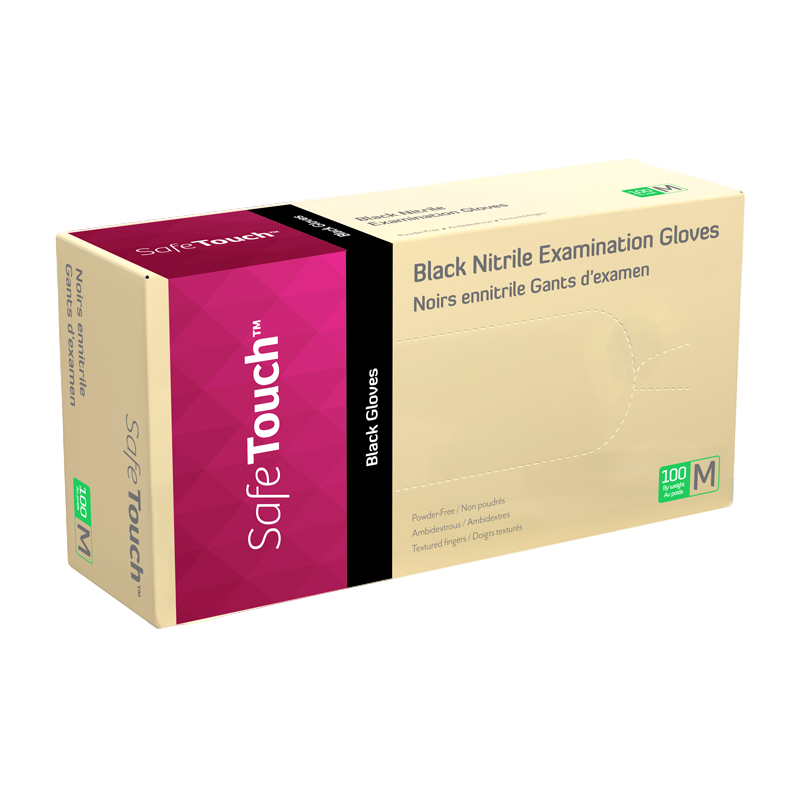 Safe-Touch Black Nitrile Exam Gloves