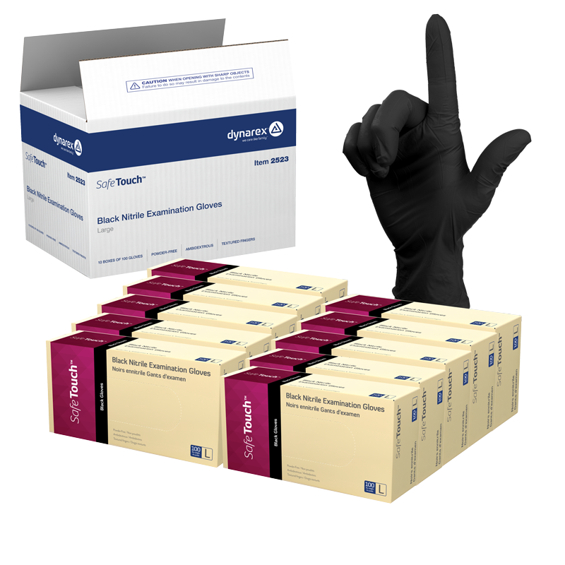 Safe-Touch Black Nitrile Exam Gloves