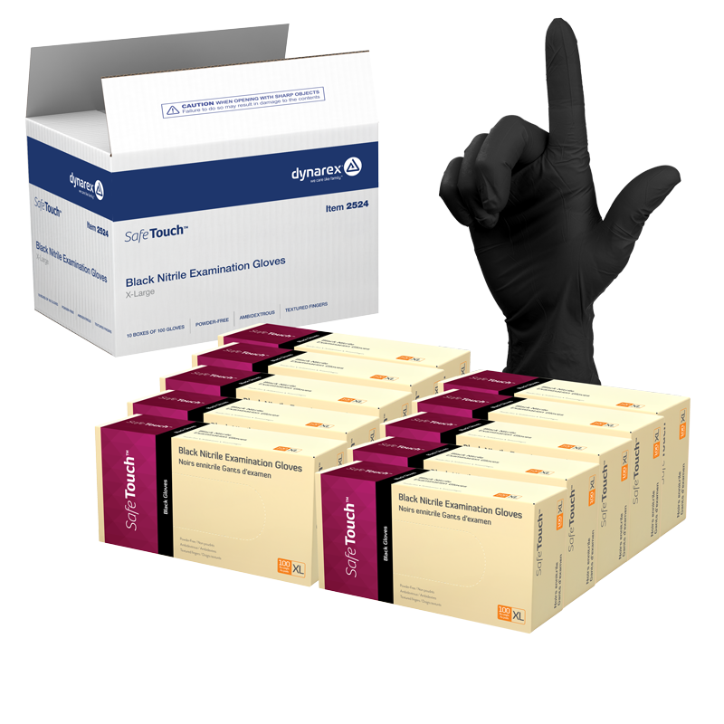 Safe-Touch Black Nitrile Exam Gloves