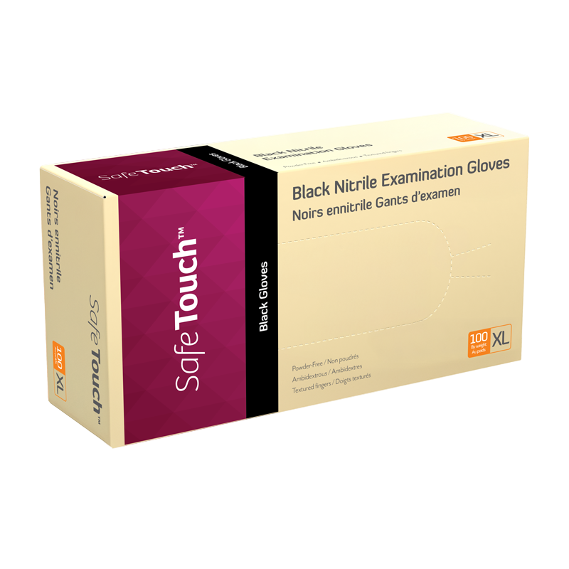 Safe-Touch Black Nitrile Exam Gloves