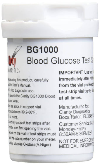 Clarity BG1000 Blood Glucose Test Strips