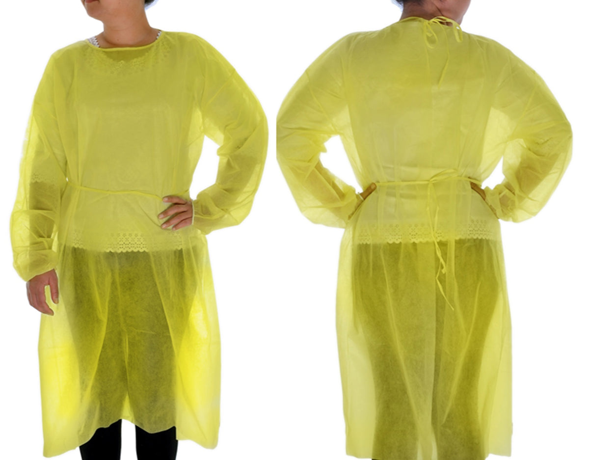 High-Visibility Yellow Level 1 Isolation Gowns: Lightweight & Secure f ...