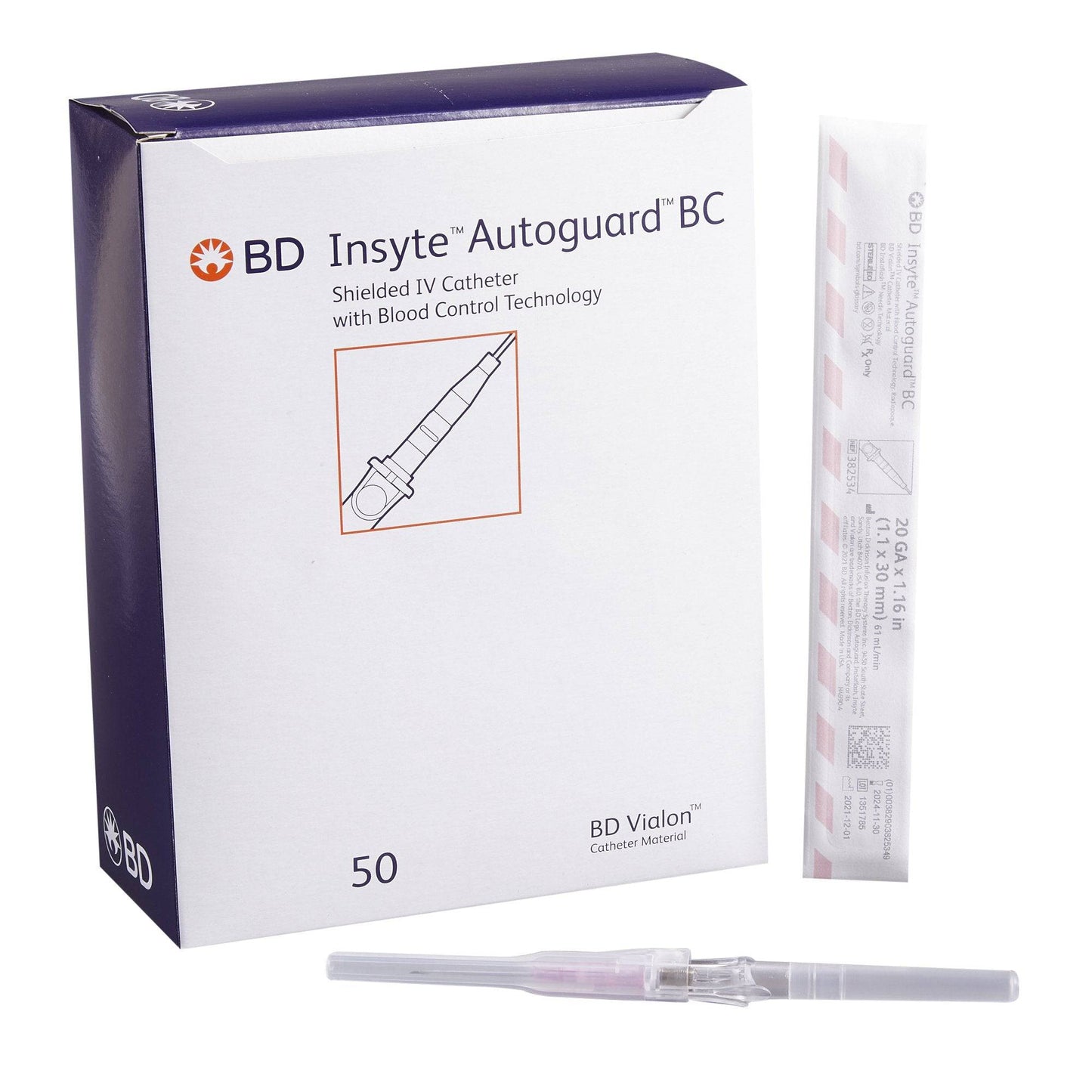 Insyte Autoguard BC Shielded IV Catheter - Non-Winged