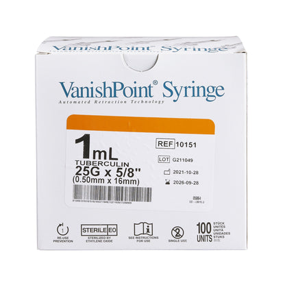 Vanishpoint TB Syringe with Safety Retractable Needle