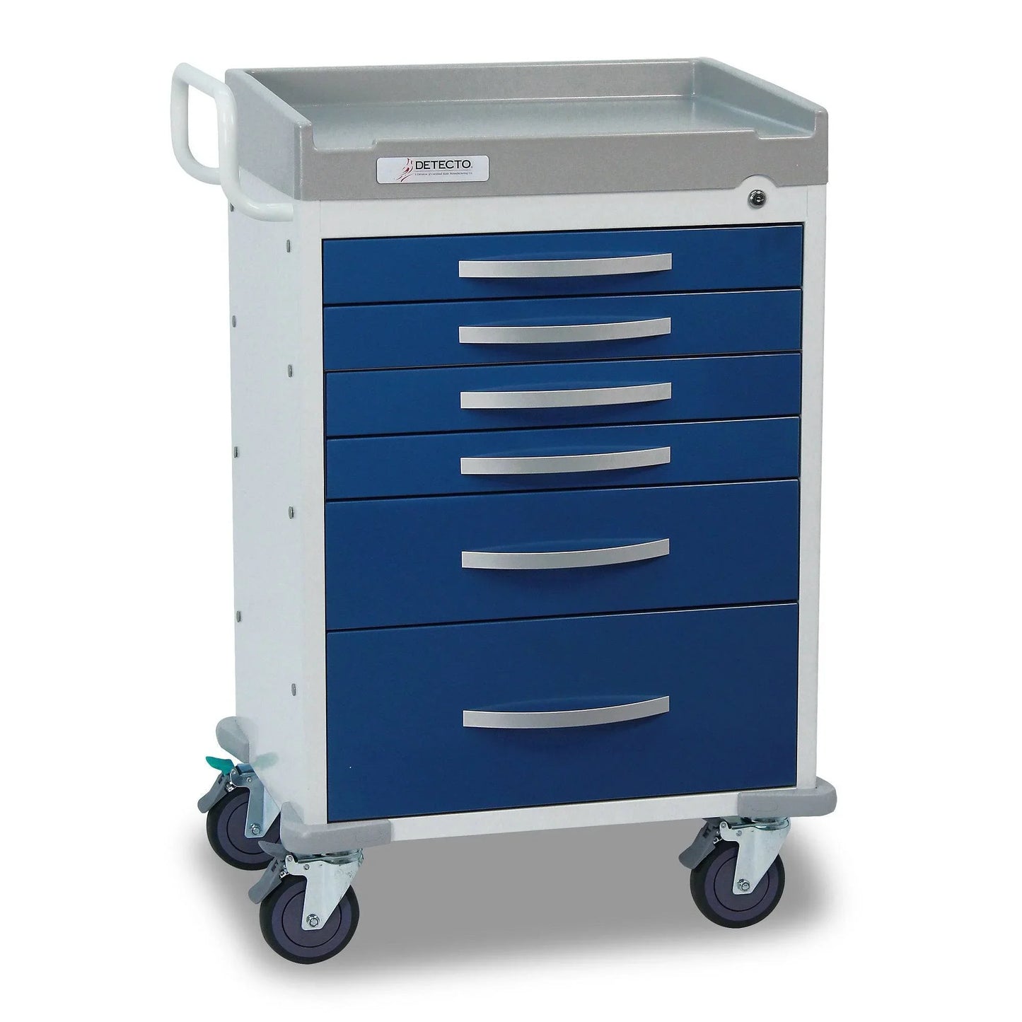 Blue Medical Cart with 5 Drawers