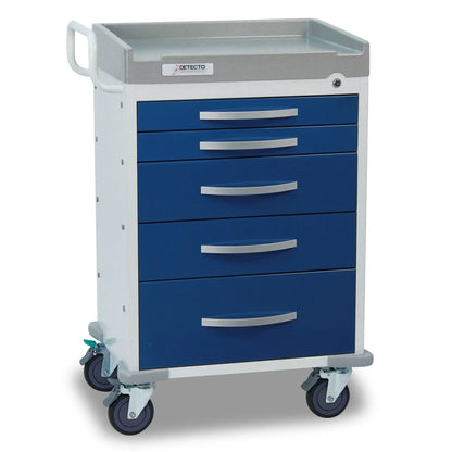 Blue Medical Cart with 5 Drawers