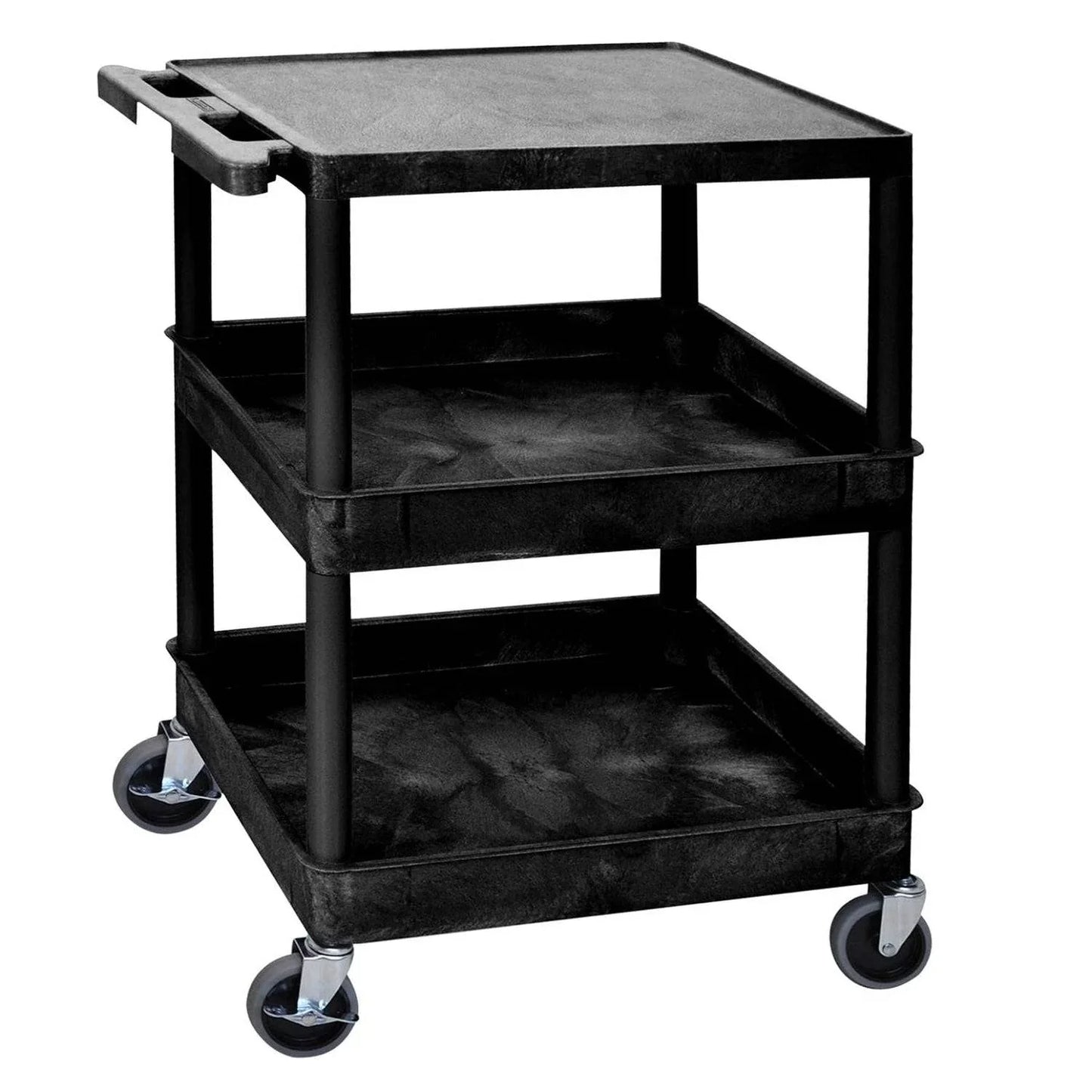 Black Utility Cart with Shelves