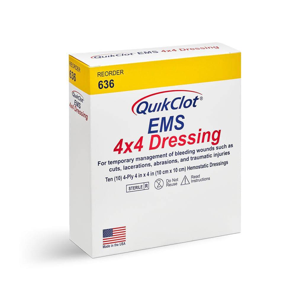 thumbnail image 2 of QuikClot EMS Sterile 4x4 Disposable Dressing - Wound Care - Made In USA 2 of 6