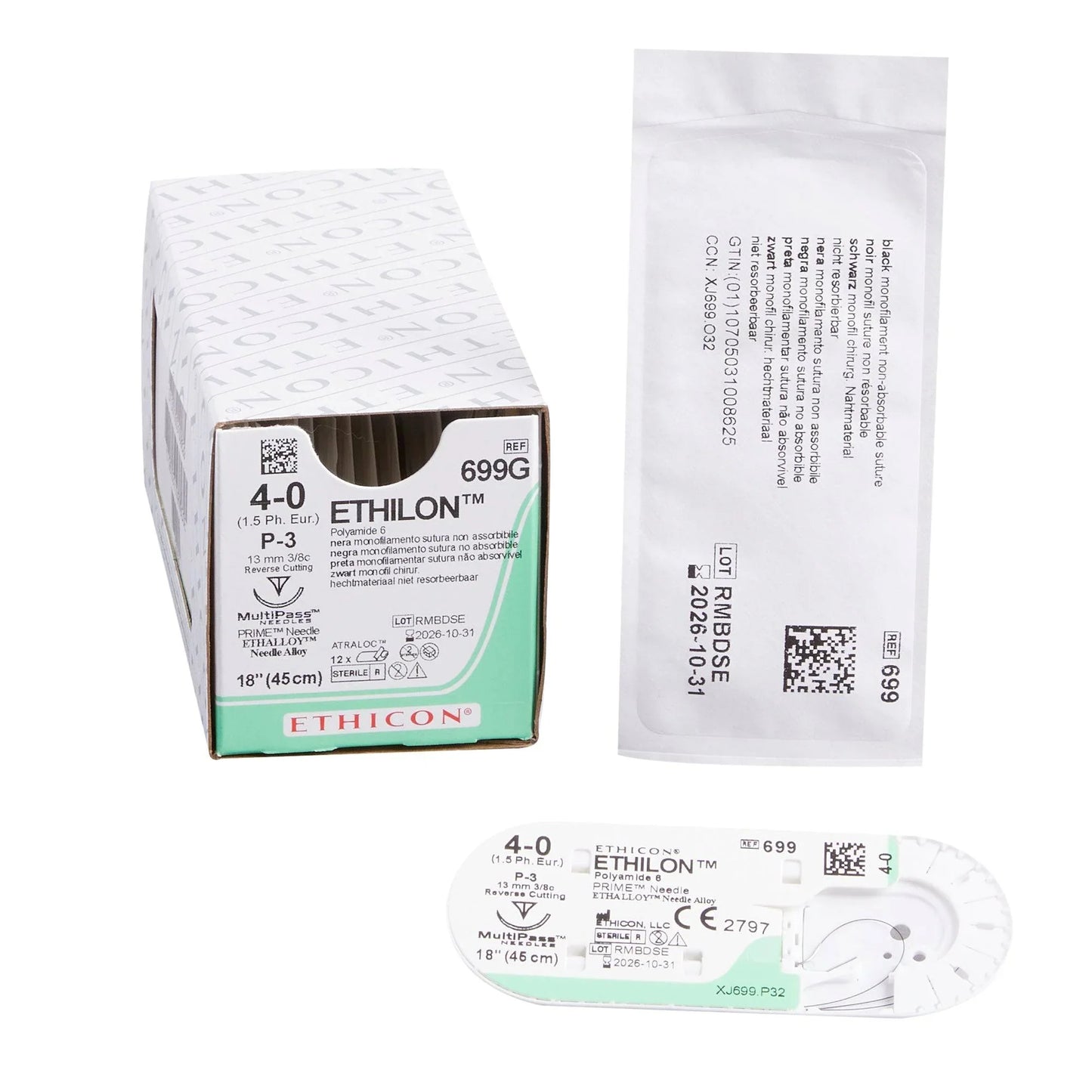 Ethilon Nylon Suture with Black Monofilament