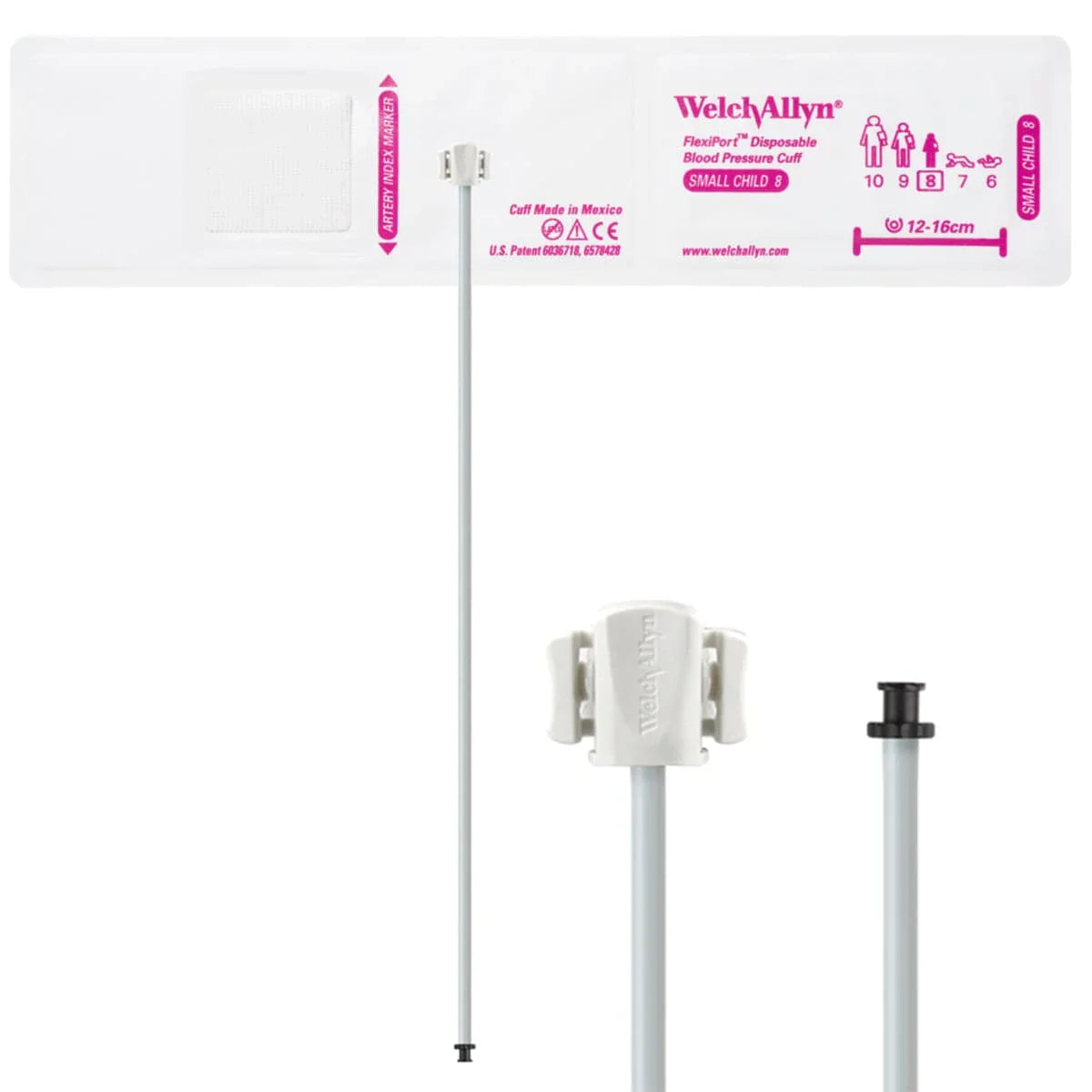 FlexiPort Disposable Pediatric BP Cuffs with 1 Tube and Connector