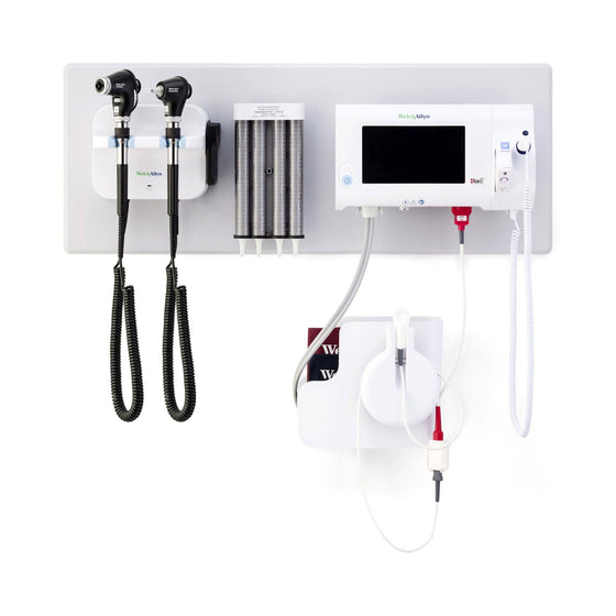 Green Series 777 Integrated Wall System with PanOptic Plus Ophthalmoscope and MacroView Plus Otoscope
