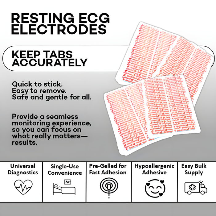 Hypoallergenic ECG Resting Tab Electrodes: Pre-Gelled for Comfortable & Accurate Monitoring