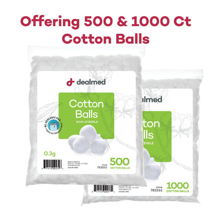 100% Cotton Balls - Medium-Sized, Non-Sterile, Resealable Bag for Versatile Use