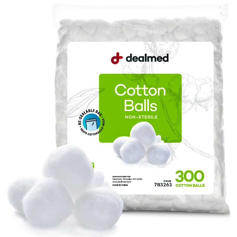 100% Cotton Balls - Medium-Sized, Non-Sterile, Resealable Bag for Versatile Use