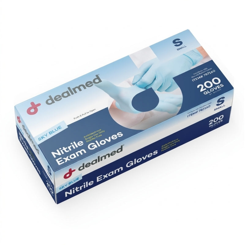 Sky Blue Nitrile Exam Gloves - 200s Count