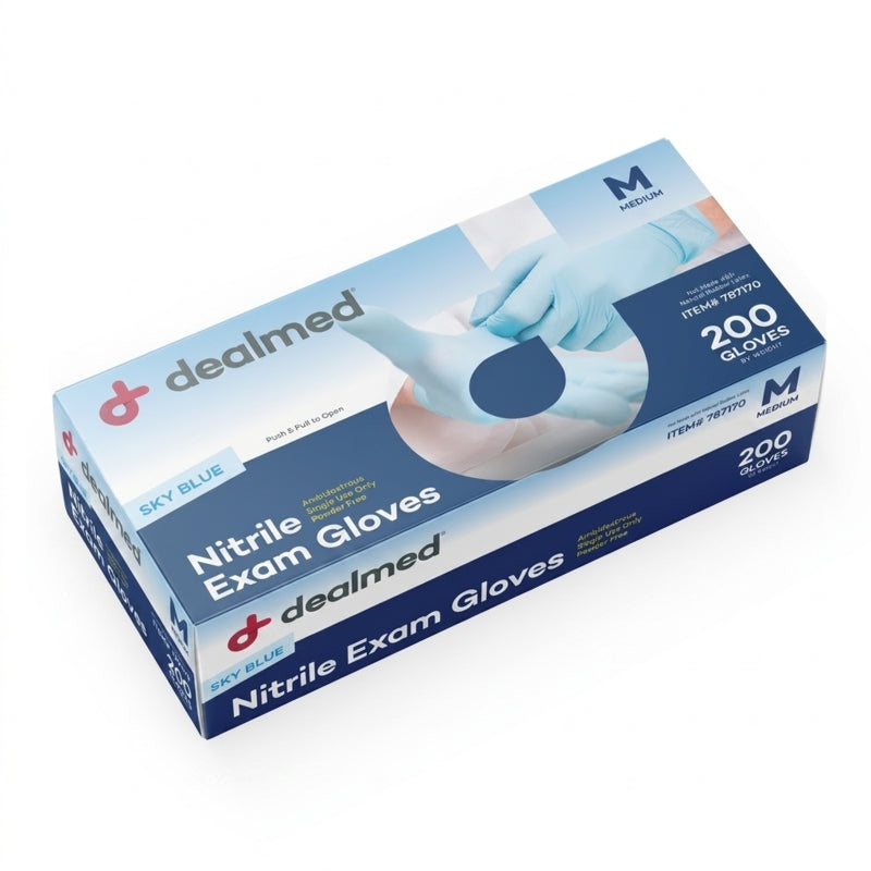 Sky Blue Nitrile Exam Gloves - 200s Count