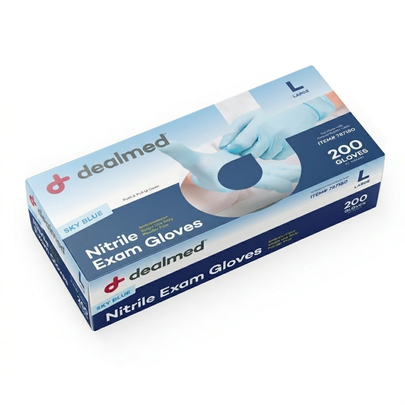 Sky Blue Nitrile Exam Gloves - 200s Count