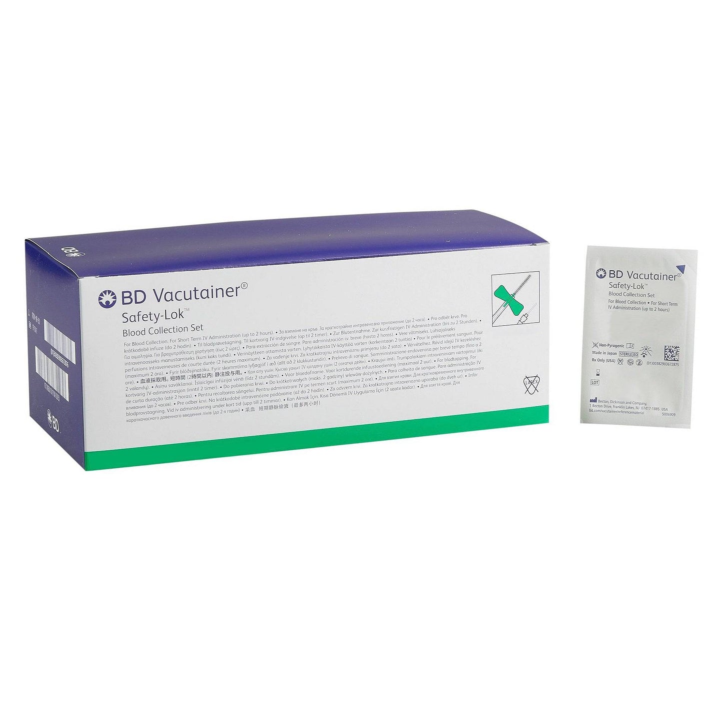 BD Vacutainer Safety-Lok Blood Collection Set - Instant Safety Activation, Luer Adapter