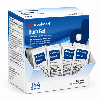 First Aid Burn Gel 0.9g Packets for Minor Burns, Cuts, and Scrapes