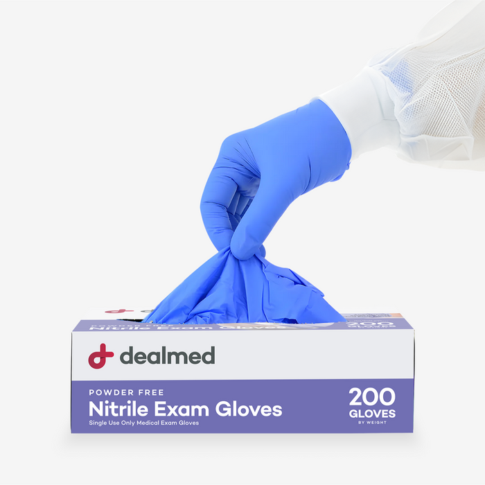 Dealmed Gloves Bundle - Blue Nitrile Exam Gloves + Horizontal Glove Box Holder