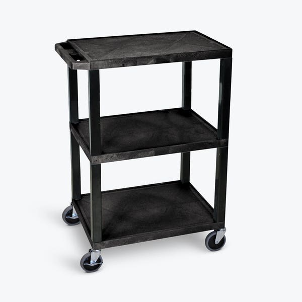 Black Utility Cart with Shelves