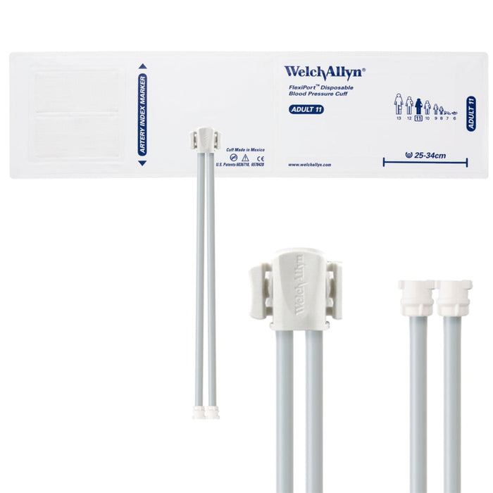 FlexiPort Disposable Adult BP Cuffs with 2 Tubes and Connector