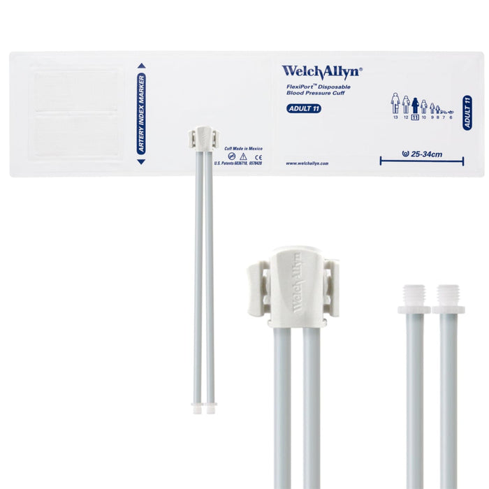 FlexiPort Disposable Adult BP Cuffs with 2 Tubes and Connector