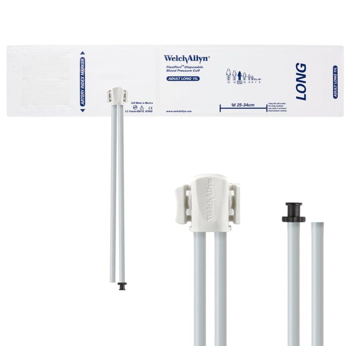FlexiPort Disposable Adult BP Cuffs with 2 Tubes and Connector