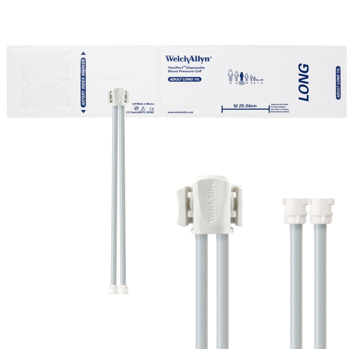 FlexiPort Disposable Adult BP Cuffs with 2 Tubes and Connector