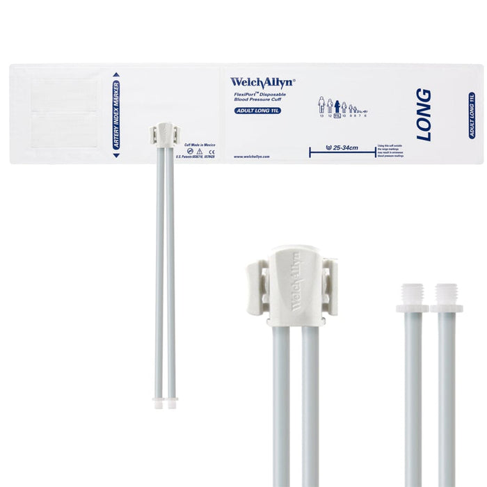 FlexiPort Disposable Adult BP Cuffs with 2 Tubes and Connector