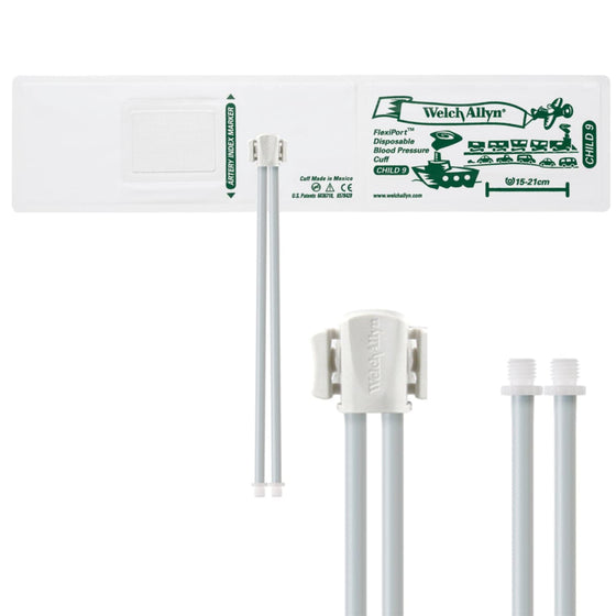 FlexiPort Disposable Pediatric BP Cuffs with 2 Tubes and Connector