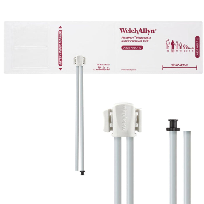 FlexiPort Disposable Adult BP Cuffs with 2 Tubes and Connector