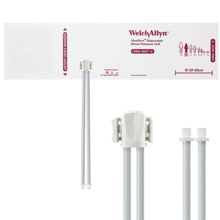 FlexiPort Disposable Adult BP Cuffs with 2 Tubes and Connector