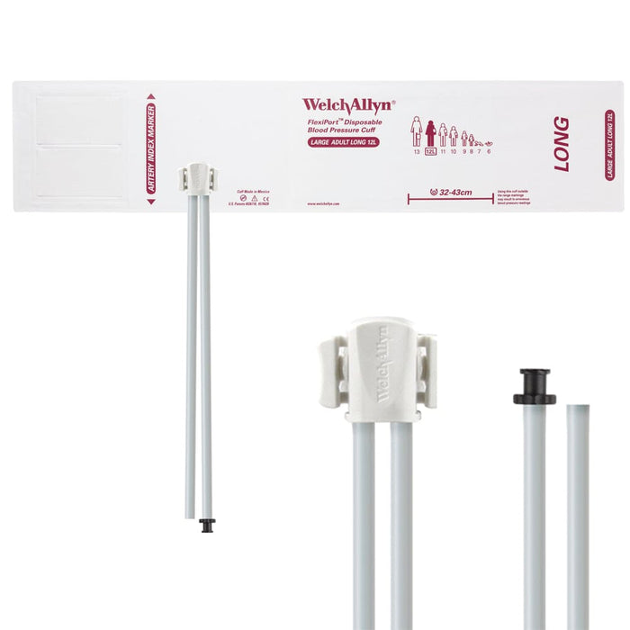 FlexiPort Disposable Adult BP Cuffs with 2 Tubes and Connector