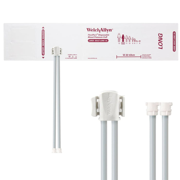 FlexiPort Disposable Adult BP Cuffs with 2 Tubes and Connector