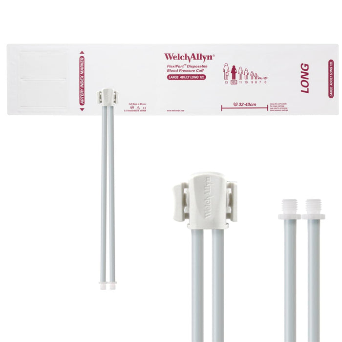FlexiPort Disposable Adult BP Cuffs with 2 Tubes and Connector