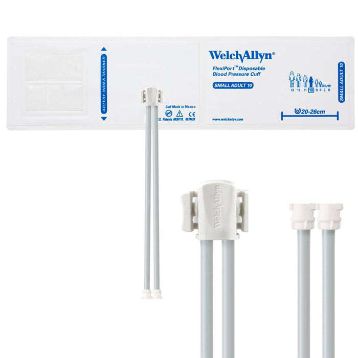 FlexiPort Disposable Adult BP Cuffs with 2 Tubes and Connector