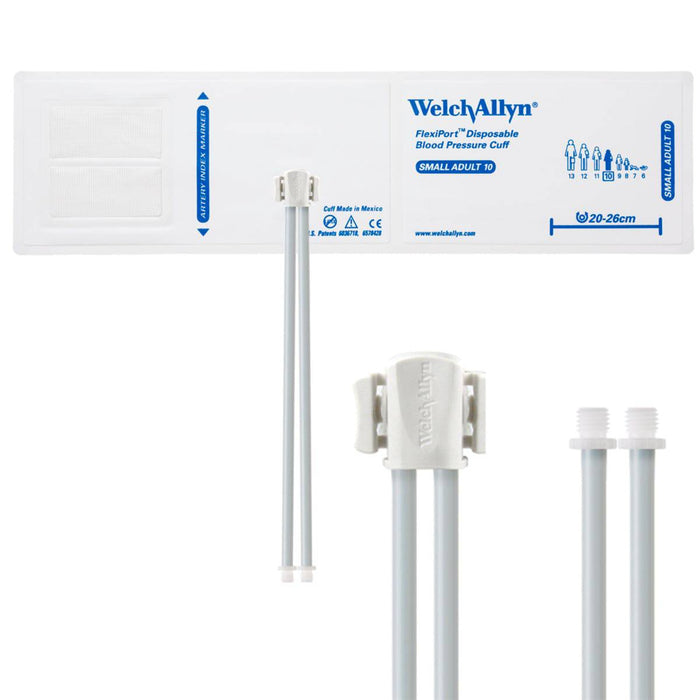 FlexiPort Disposable Adult BP Cuffs with 2 Tubes and Connector