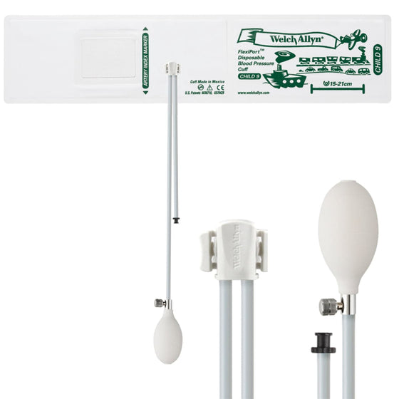 FlexiPort Disposable Pediatric BP Cuffs with 2 Tubes and Connector