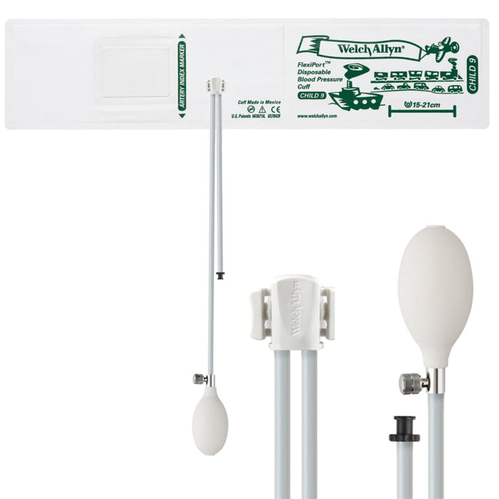 FlexiPort Disposable Pediatric BP Cuffs with 2 Tubes and Connector